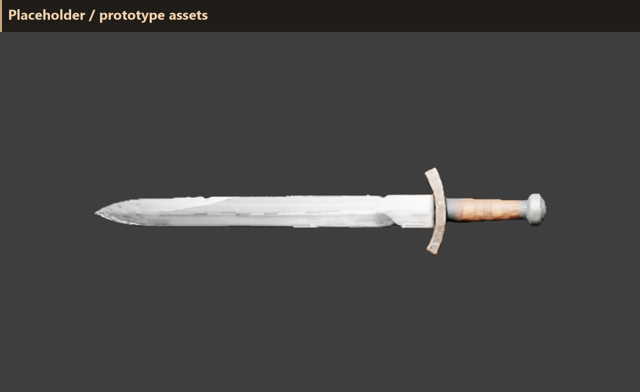 Textured Worn Iron Starter Sword model, with a worn metal blade, simple guard, and leather-wrapped grip, shown against a gray background.